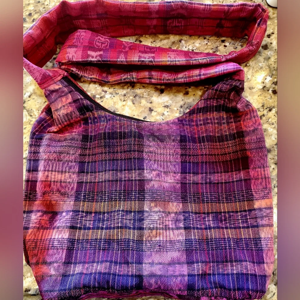 Crossbody Cotton Blend Multicolor Embroidered Hobo Bag Inner & Outer Pockets - Picture 4 of 8